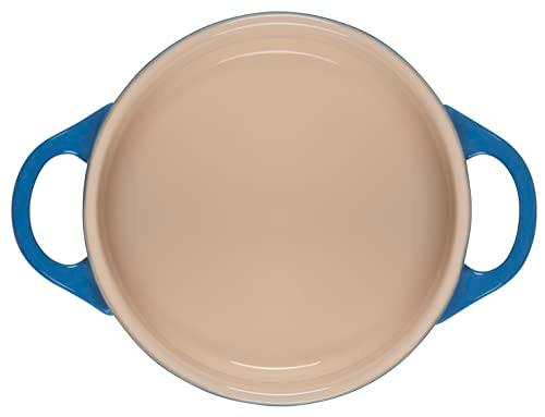 Le Creuset Olive Branch Collection Stoneware Mini Round Cocotte, 24 oz., Marseille with Embossed Lid - CookCave