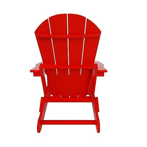 WO Home Furniture Adirondack Chair Lounger Outdoor Folding for Fire Pit, Beach, Balcony, Backyard, Lawn, Patio, Pool, Deck, Garden (Red) - CookCave