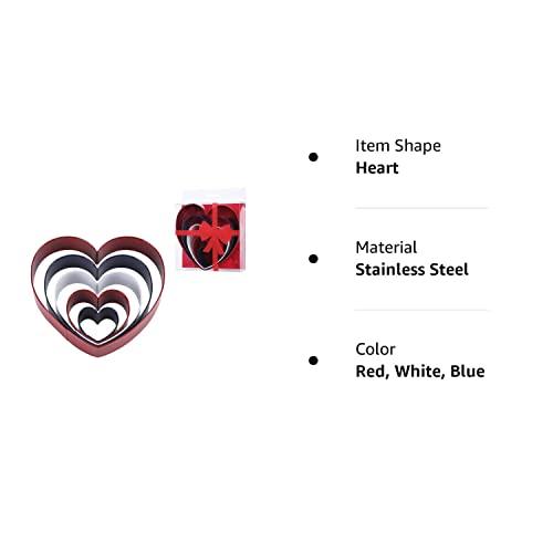 Heart Cookie Cutter Set, 4.5'', 3.5'', 2.75'', 2'', 1.25'', Fun Holiday Heart Shaped Valentines Cookie Cutters, Christmas Cookies, Small, Medium, And Large - CookCave