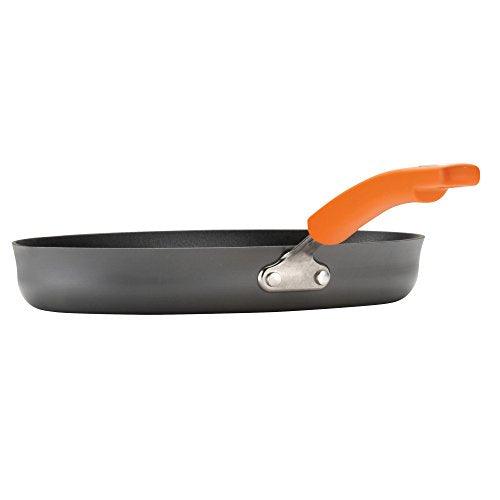 Rachael Ray Brights Hard Anodized Nonstick Frying Pan / Fry Pan / Hard Anodized Skillet with Helper Handle - 14 Inch, Gray - CookCave