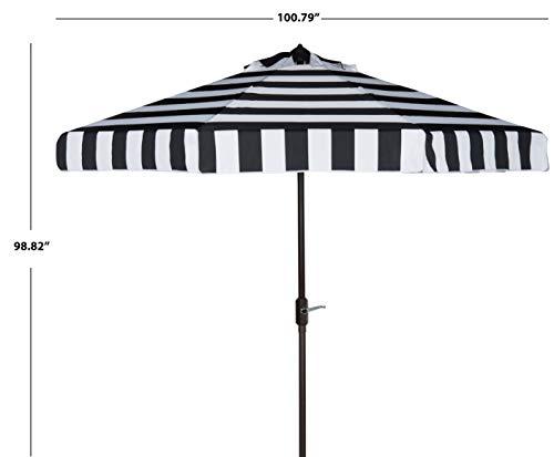 Safavieh PAT8003A Outdoor Collection Elsa Fashion Line Auto Tilt Umbrella, 9', Black/White - CookCave