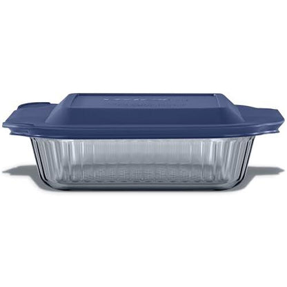 Pyrex Sculpted Tinted (8x8) Glass Baking Dish with BPA-Free Lid, Oblong Bakeware Glass Pan For Casserole & Lasagna, Dishwasher, Freezer, Microwave and Pre-Heated Oven Safe, Smoke - CookCave