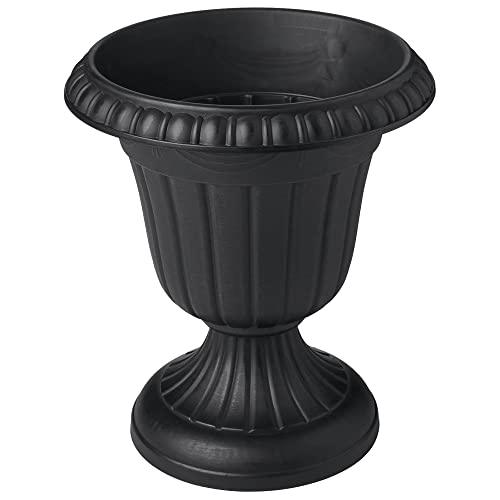 Arcadia Garden Products PL20BK Classic Traditional Plastic Urn Planter Indoor/Outdoor, 10" x 12", Black - CookCave