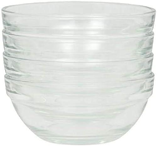 Set of 4 Stackable 3.5-Inch Serving/Mixing Prep Clear Glass Bowls. - CookCave