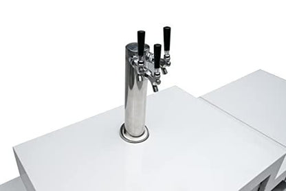 Mont Alpi MA-KEG Stainless Steel Outdoor Rated 3 Beer Tap Kegerator Keg Center Refrigerator Module w/Digital Display + White Granite Countertop - Holds 3 Pony Kegs - Fits Mont Alpi Island Grills - CookCave