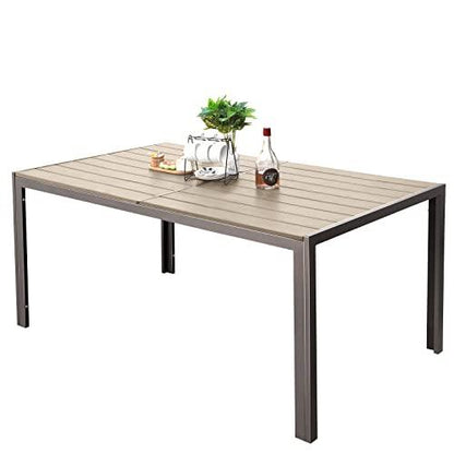 Devoko Patio Dining Table for 6 Outdoor Patio Table 59" x 35" Weather-Resistant Rectangular Table for Deck, Garden, Backyard - CookCave