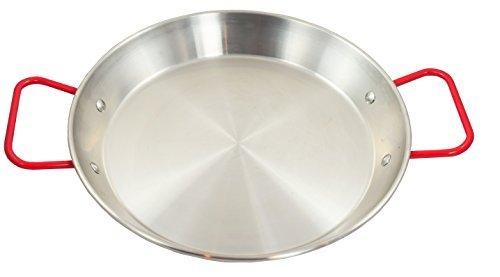 Sunrise Kitchen Supply Stainless Steel Paella Pan with Red Handle (10") - CookCave