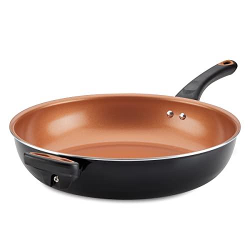 Farberware Glide Deep Nonstick Frying Pan / Fry Pan / Skillet with Helper Handle - 12.5 Inch, Black - CookCave