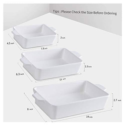 Ceramic Glaze Bakeware Set,SIDUCAL,Non-stick Bread Baking Pans,Roasting dish,3 Pieces Baking Dishes-White - CookCave