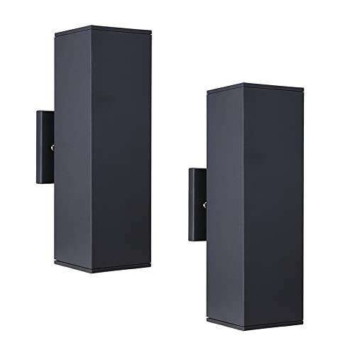 Cerdeco Brandon Aluminum Modern Outdoor Wall Light, Exterior Up Down Light Fixtures Matte Black [UL Listed] (2 Pack) - CookCave