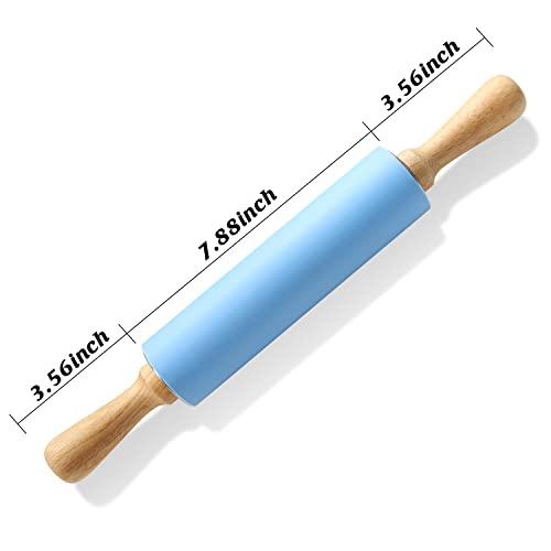 HONGLIDA 15-inch Silicone Rolling Pin for Baking, Stainless Steel Roller, Non-stick Surface and Comfortable Wood Handles - CookCave