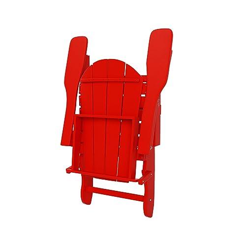 WO Home Furniture Adirondack Chair Lounger Outdoor Folding for Fire Pit, Beach, Balcony, Backyard, Lawn, Patio, Pool, Deck, Garden (Red) - CookCave