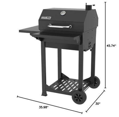 Nexgrill Premium Charcoal BBQ Grill, 22 inches Barbecue Grill, Charcoal Barrel, Outdoor Cooking, Side shelf, For Camping Patio Backyard, Black - CookCave