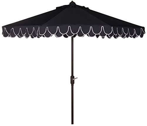 Safavieh PAT8106A Outdoor Elegant Valance Navy and White 11-Foot Round UV Protected Umbrella - CookCave