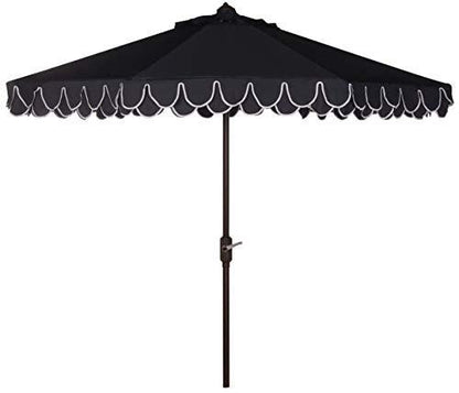 Safavieh PAT8106A Outdoor Elegant Valance Navy and White 11-Foot Round UV Protected Umbrella - CookCave