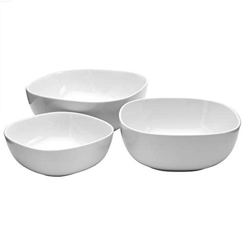 Denmark White Porcelain Chip Resistant Scratch Resistant Commercial Grade Serveware, 3 Piece Serving Bowl Set - CookCave