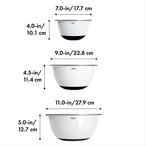 OXO Good Grips 3-Piece Stainless-Steel Mixing Bowl Set, White - CookCave