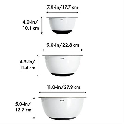 OXO Good Grips 3-Piece Stainless-Steel Mixing Bowl Set, White - CookCave