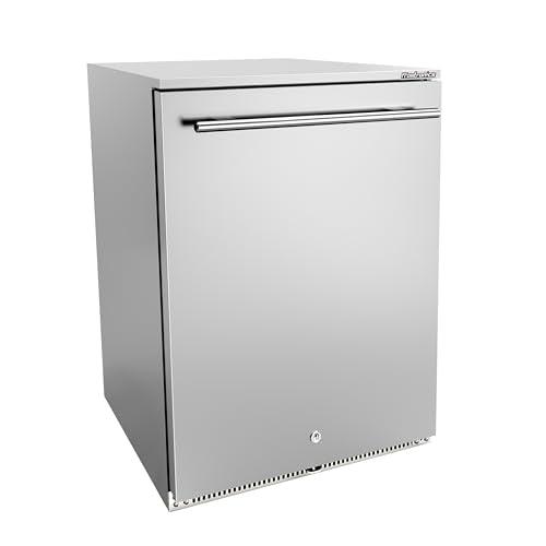 Frostronics 24 Inch Outdoor Beverage Refrigerator, 168 Can Outdoor Beverage Cooler with Lockable Reversible Door, 5.47 cu. ft. Outdoor Beverage Fridge for Patio, 26-50°F, SUS304, ETL & NSF7 Certified - CookCave