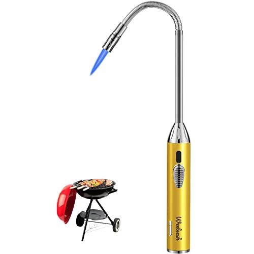 Butane Lighter Torch Long Lighter Adjustable Fire Jet Torch Windproof Refillable Flexible Long Lighter with Visual Fuel Window for Grill BBQS Camping Fireplace 16.55 Inc(Butane Gas Not Included) - CookCave