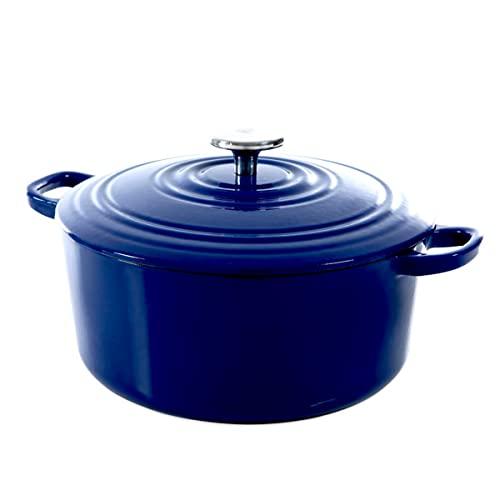 BK Bourgogne Enameled Cast Iron Induction 7QT Nonstick Dutch Oven, PFAS Free, Dishwasher Safe, Royal Blue - CookCave