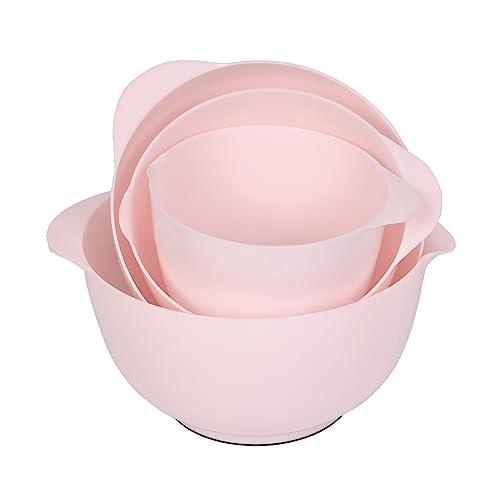 BoxedHome Nesting Plastic Mixing Bowl Set, 4 Piece Mixing Bowl Set with Pour Spouts, Size 1.7, 2.5, 3.5 and 4.5qt, for Prepping, Mixing, Baking, Cooking(2023 New Version, Pink) - CookCave