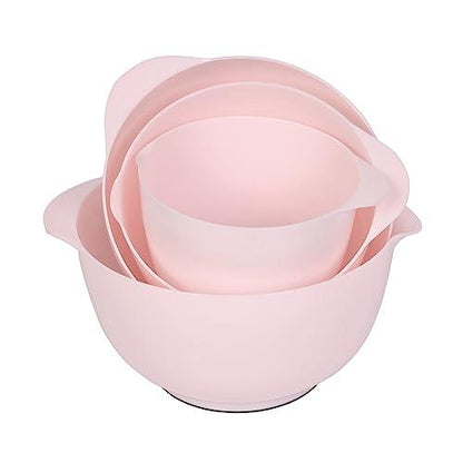 BoxedHome Nesting Plastic Mixing Bowl Set, 4 Piece Mixing Bowl Set with Pour Spouts, Size 1.7, 2.5, 3.5 and 4.5qt, for Prepping, Mixing, Baking, Cooking(2023 New Version, Pink) - CookCave