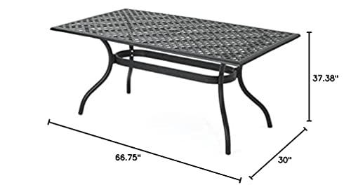 Christopher Knight Home Cayman Cast Aluminum Rectangle Table, Black Sand - CookCave