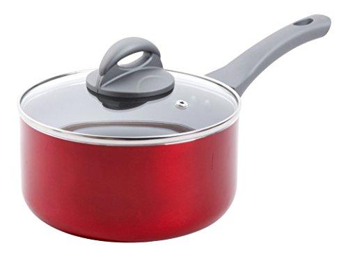 Oster 62980.02 Herscher 2.5 Quart Non-Stick Aluminum Sauce Pan with Lid, Translucent Red - CookCave