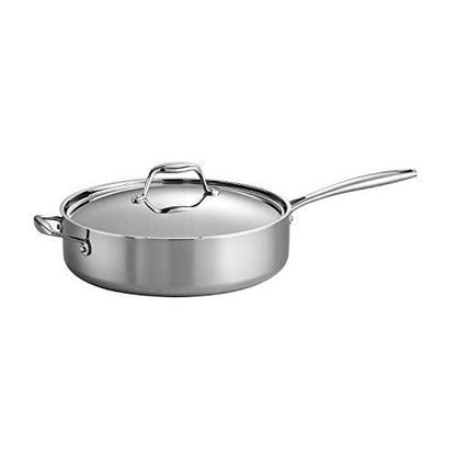 Tramontina Covered Deep Saute Pan Stainless Steel Tri-Ply Clad 6 Qt, 80116/073DS - CookCave