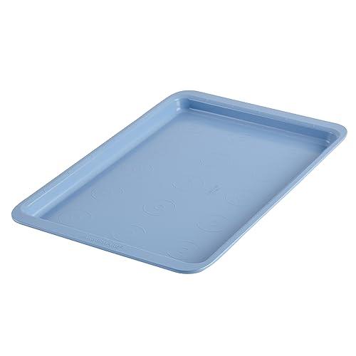 Farberware Easy Solutions Nonstick Bakeware Cookie Pan/Baking Sheet with Drop Zones and Portion Marks, 11 Inch x 17 Inch - Blue - CookCave