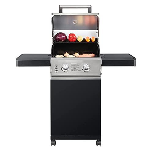 Monument Grills 2 Burners Propane Gas Grill Outdoor Cooking Stainless Steel BBQ Grills with LED Controls, Black - CookCave