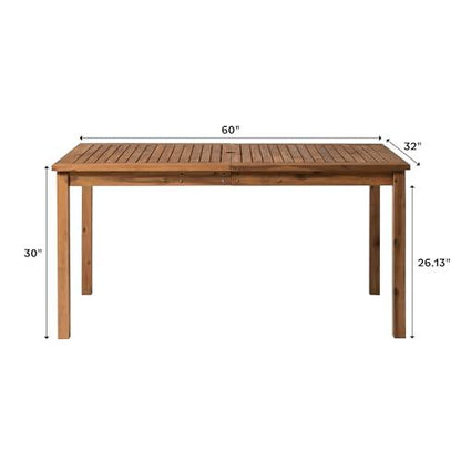 Walker Edison Dominica Contemporary Slatted Outdoor Dining Table, 34 Inch, Dark Brown - CookCave