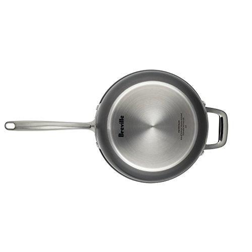 Breville Thermal Pro Hard Anodized Nonstick Sauce Pan/Saucepan/Saucier with Lid and Helper Handle, 4 Quart, Gray - CookCave