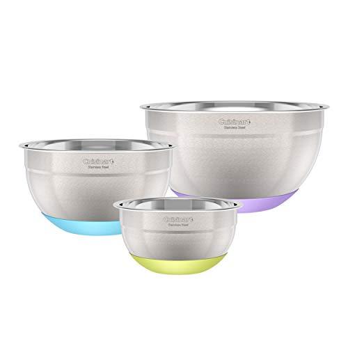 Cuisinart 3-Piece Stainless Steel Mixing Bowls with Nonslip Base, 1.5qt, 3qt & 5qt - CookCave