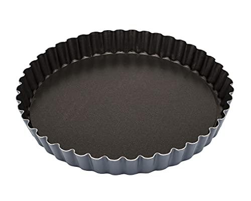 Matfer Bourgeat Exopan Fluted Tart and Quiche Pan with Removable Bottom, 9 1/2" Diameter, Dark Gray - CookCave