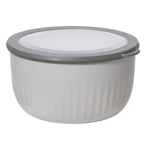 Oggi Prep, Store & Serve Plastic Bowl w/See-Thru Lid- Dishwasher, Microwave & Freezer Safe, (4 qt) Lt Gray w/Dk Gray Lid - CookCave