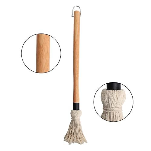 SafBbcue 18"Grill Basting Mops With 4 Replacement Heads and 4 Wooden Long Handle for BBQ Grilling Smoking Steak Ribs,Chicken,Brisket,Spreading Marinade/Oil,Barbecue Sauce Easy to Use and Clean - CookCave