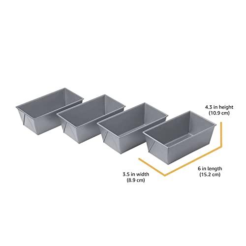 Chicago Metallic Commercial II Non-Stick Mini Loaf Pans, 5-3/4 by 3-1/4 by 2-1/4-Inch, Gray , 4 Count (Pack of 1) - CookCave