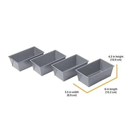 Chicago Metallic Commercial II Non-Stick Mini Loaf Pans, 5-3/4 by 3-1/4 by 2-1/4-Inch, Gray , 4 Count (Pack of 1) - CookCave
