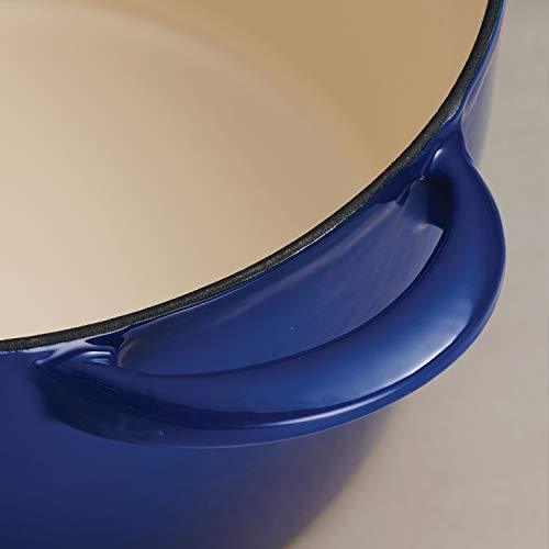 Tramontina Covered Tall Round Dutch Oven Enameled Cast Iron 7 Qt (Classic Blue Gold Knob) - 80131/359DS - CookCave