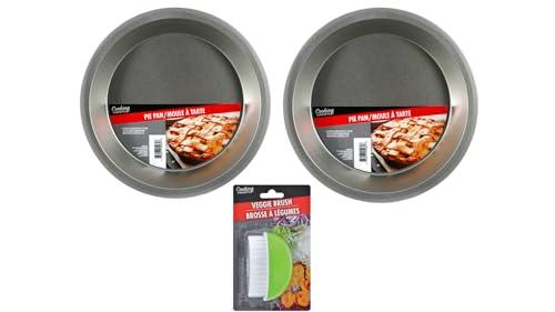 Cooking Concepts,set of 2 pie pans, quiche pan, pastry, pie pans for baking 9 in,pie baking pan, pumkin pie pan, Free veggie/fruit brush included - CookCave