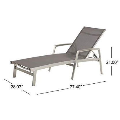 Christopher Knight Home Joy Outdoor Mesh and Aluminum Chaise Lounge (Set of 2), Gray - CookCave