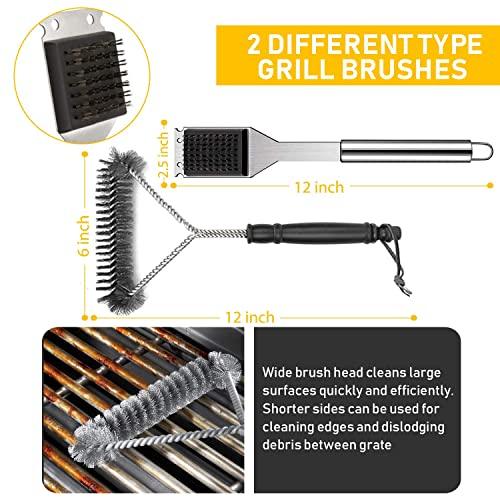 34Pcs BBQ Grill Accessories Tools Set, 16 Inches Stainless Steel Grilling Tools with Carry Bag, Thermometer, Grill Mats for Camping/Backyard Barbecue, Grill Tools Set for Men Women - CookCave