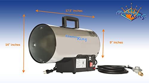 Flame King 60,000 BTU Portable Propane Forced Air Heater Outdoor Great for Jobsite, Construction, Garage, Patio, Stainless Steel - CookCave