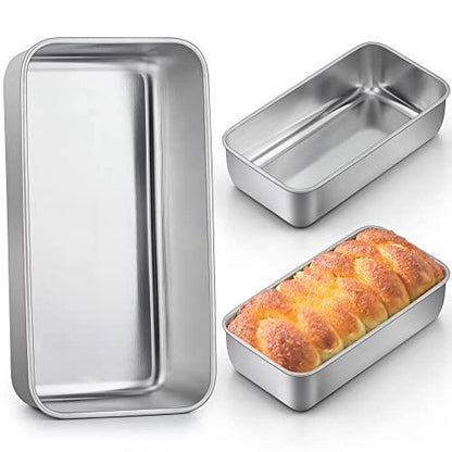 LIANYU 3 Pack Loaf Pans for Baking Bread, 9x5 Inch Bread Pan, Bread Loaf Pan for Baking, Stainless Steel Meatloaf Baking Pan, Loaf Tin Pan for Homemade Banana Bread, Dishwasher Safe - CookCave