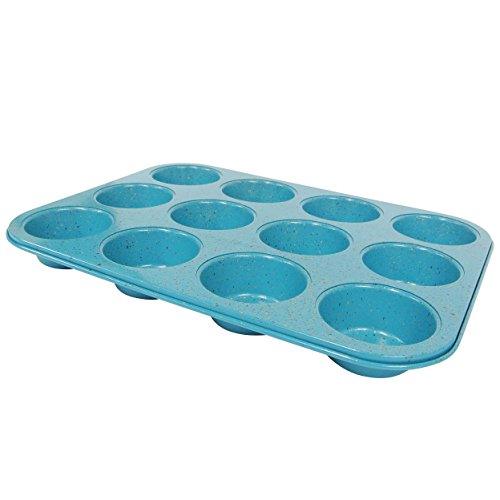 casaWare Ceramic Coated NonStick 12 Cup Muffin Pan (Blue Granite) - CookCave