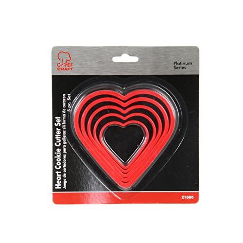 Chef Craft Select Plastic Heart Cookie Cutter, 5 Piece Set, Red - CookCave