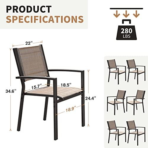 Devoko Outdoor Dining Chairs Set of 6 Patio Stackable Chairs for Backyard Deck (Brown) - CookCave