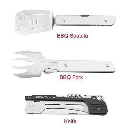 Roxon S601 6 in 1 MBT3 Foldable Grill Utensils Set Grilling Tongs for Backyard Barbecue and Camping - CookCave
